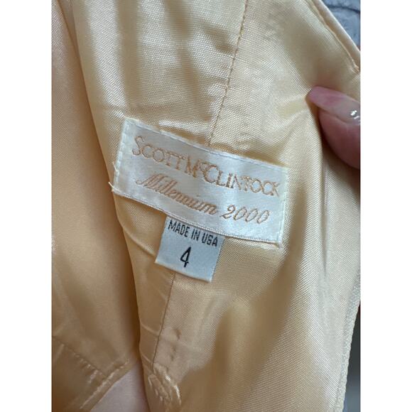 Scott McClintock Millenium 2000 Soft Peach Satin Embroidered Formal Prom Dress 4 - Picture 4 of 4